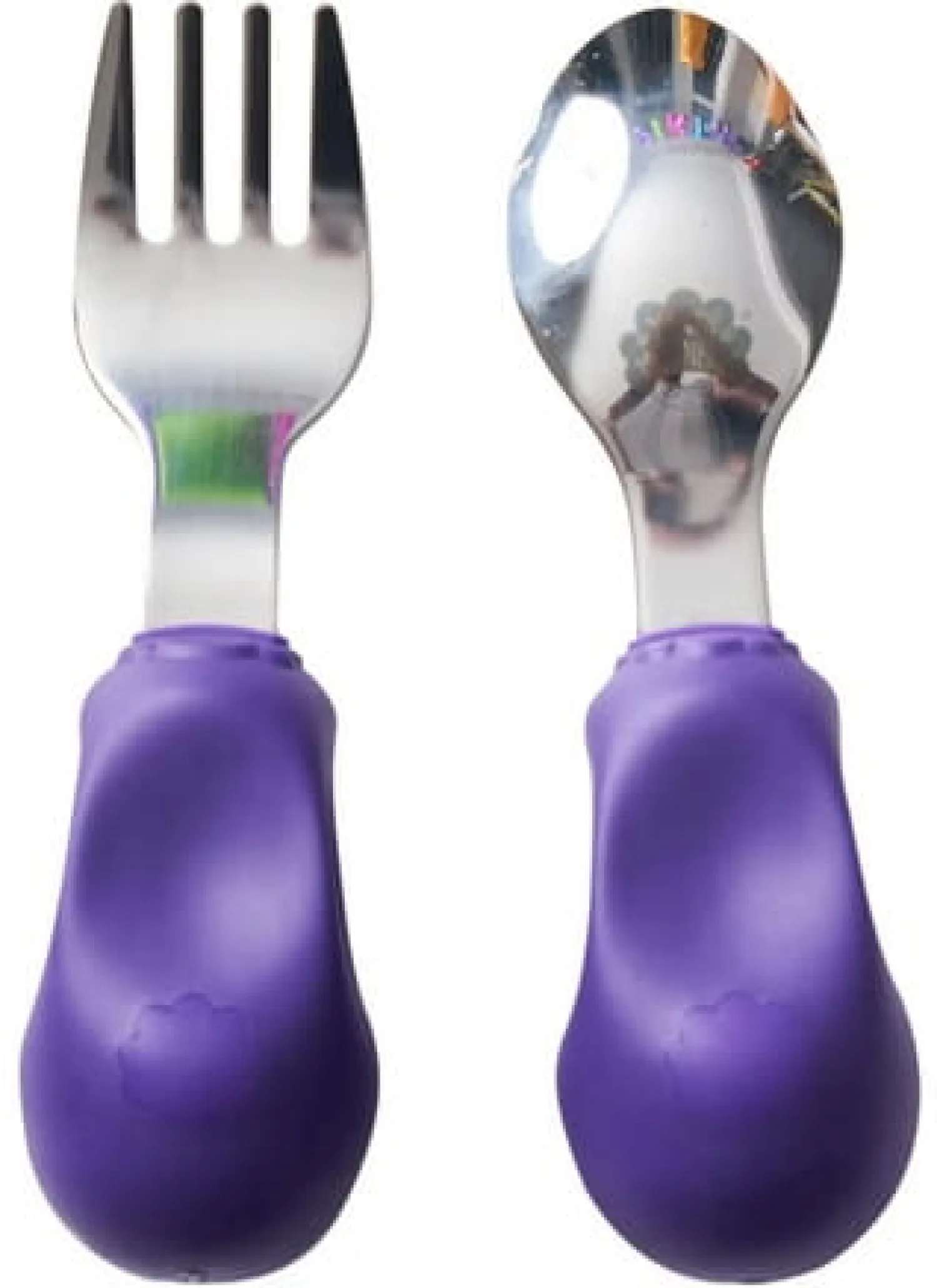 Metoda Blw|Naczynia Dla Dzieci | Nanas Manners Widelec i łyżka 1-3 lat, ETAP 2 - purple