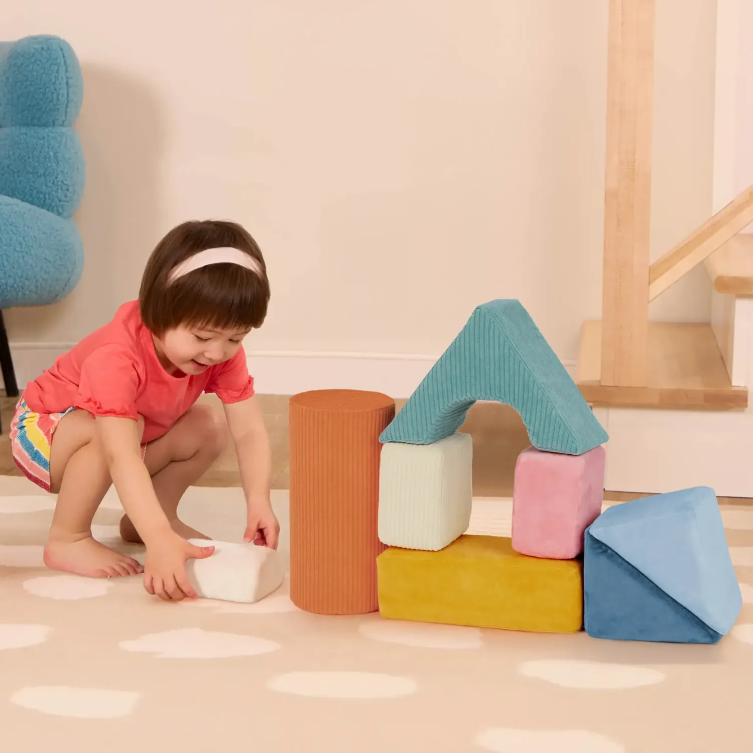 12M+|3 Lata + | B.Toys Wielkie pluszowe klocki konstrukcyjne - Tumble-y Towers