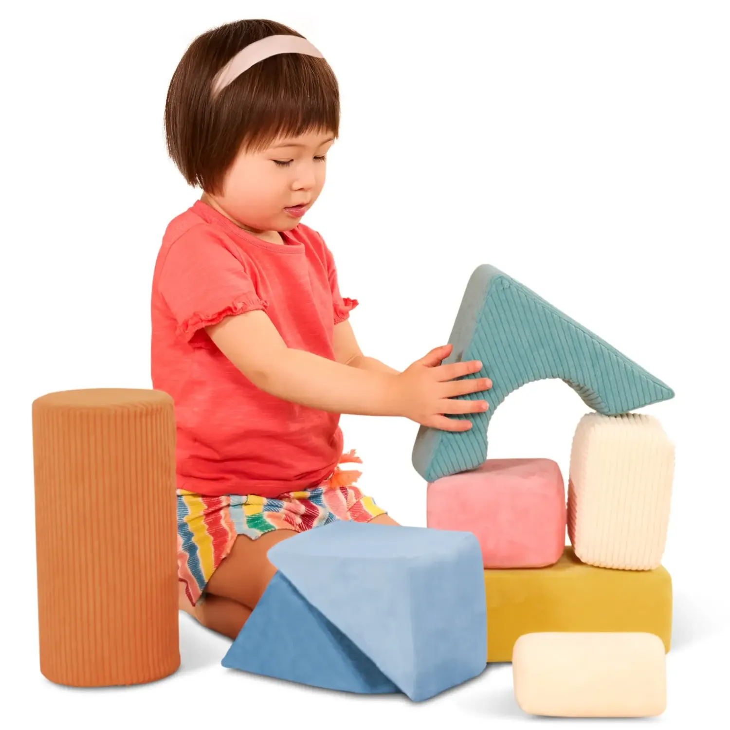 12M+|3 Lata + | B.Toys Wielkie pluszowe klocki konstrukcyjne - Tumble-y Towers