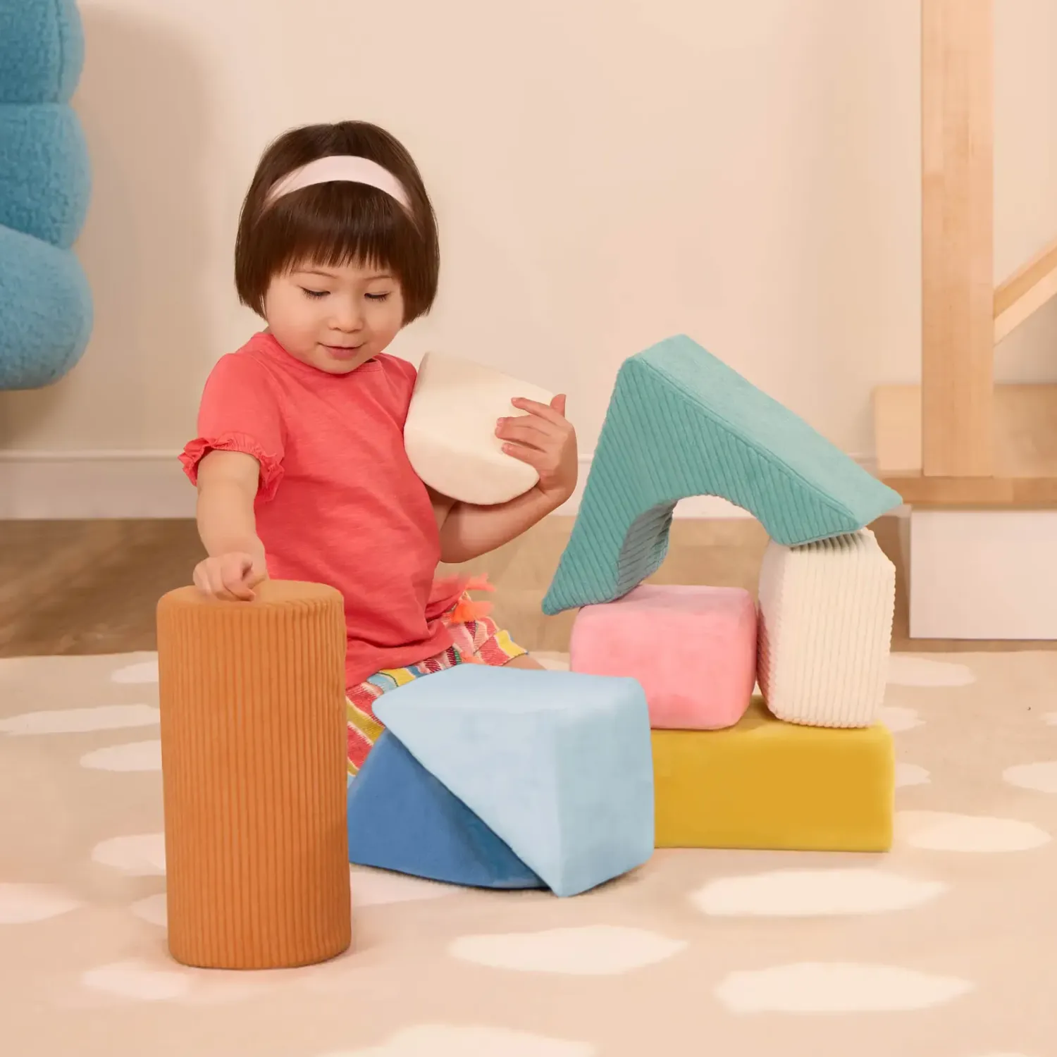 12M+|3 Lata + | B.Toys Wielkie pluszowe klocki konstrukcyjne - Tumble-y Towers