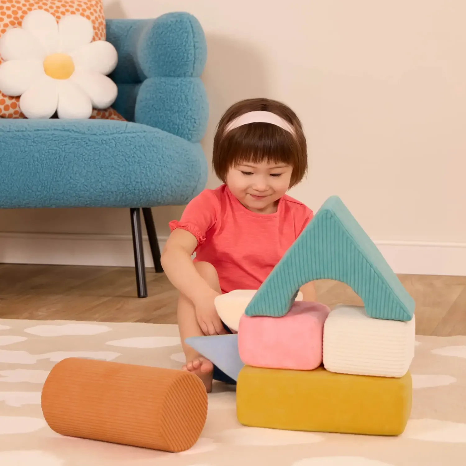 12M+|3 Lata + | B.Toys Wielkie pluszowe klocki konstrukcyjne - Tumble-y Towers