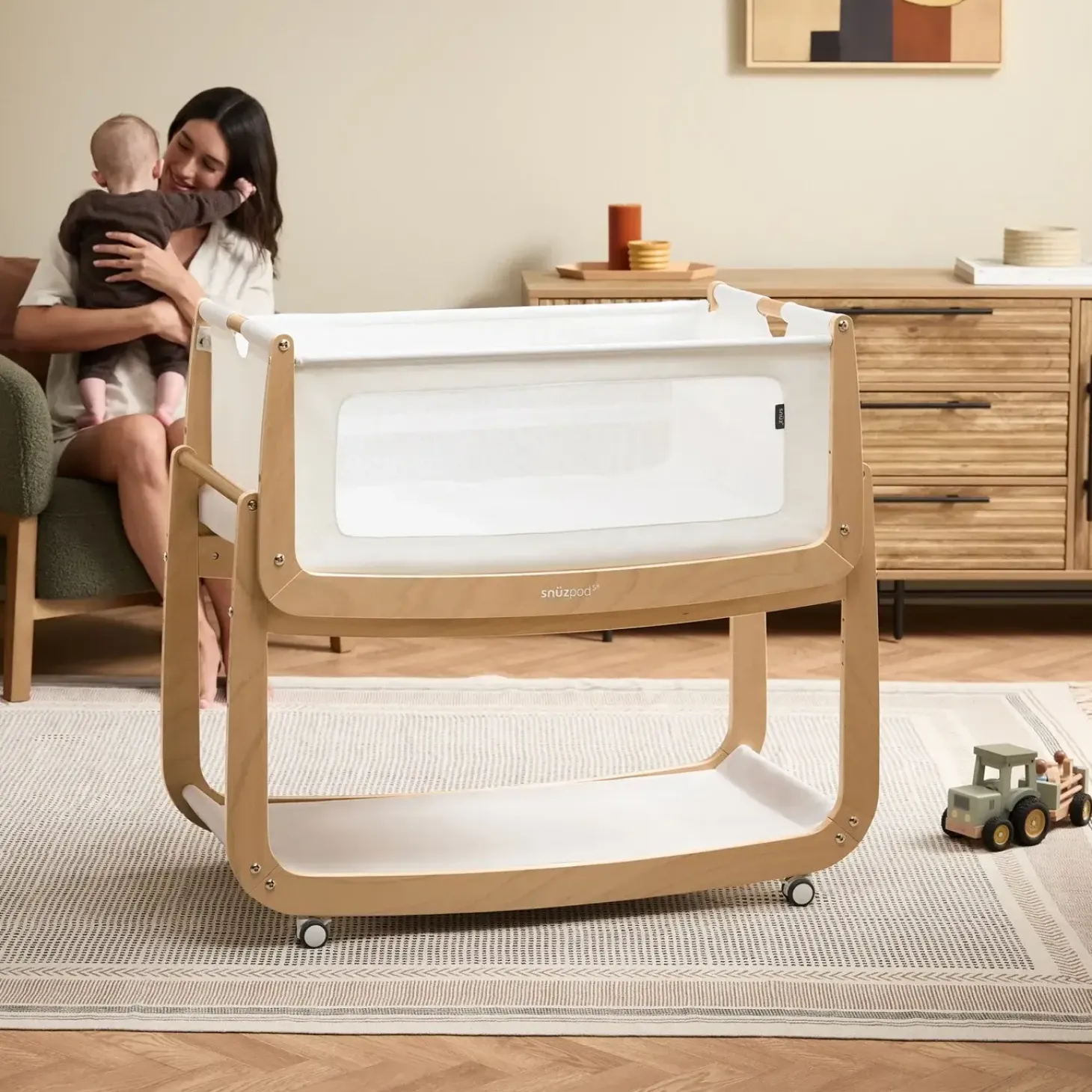 Wielofunkcyjne łóżeczko dostawne SnuzPod5 - natural