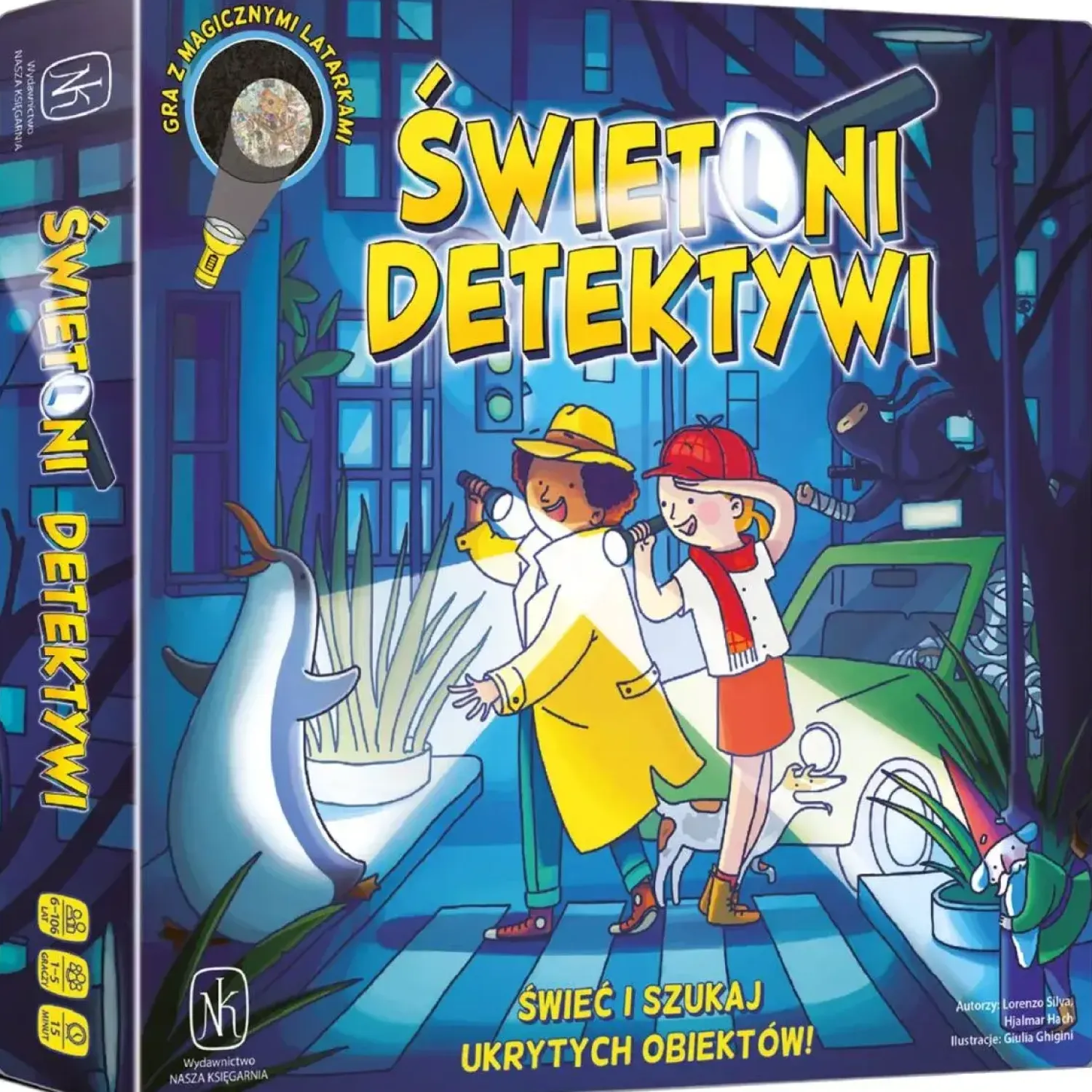 8 Lat+|6 Lat+ | Wydawnictwo Nasza Księgarnia Świetlni detektywi - Gra Planszowa