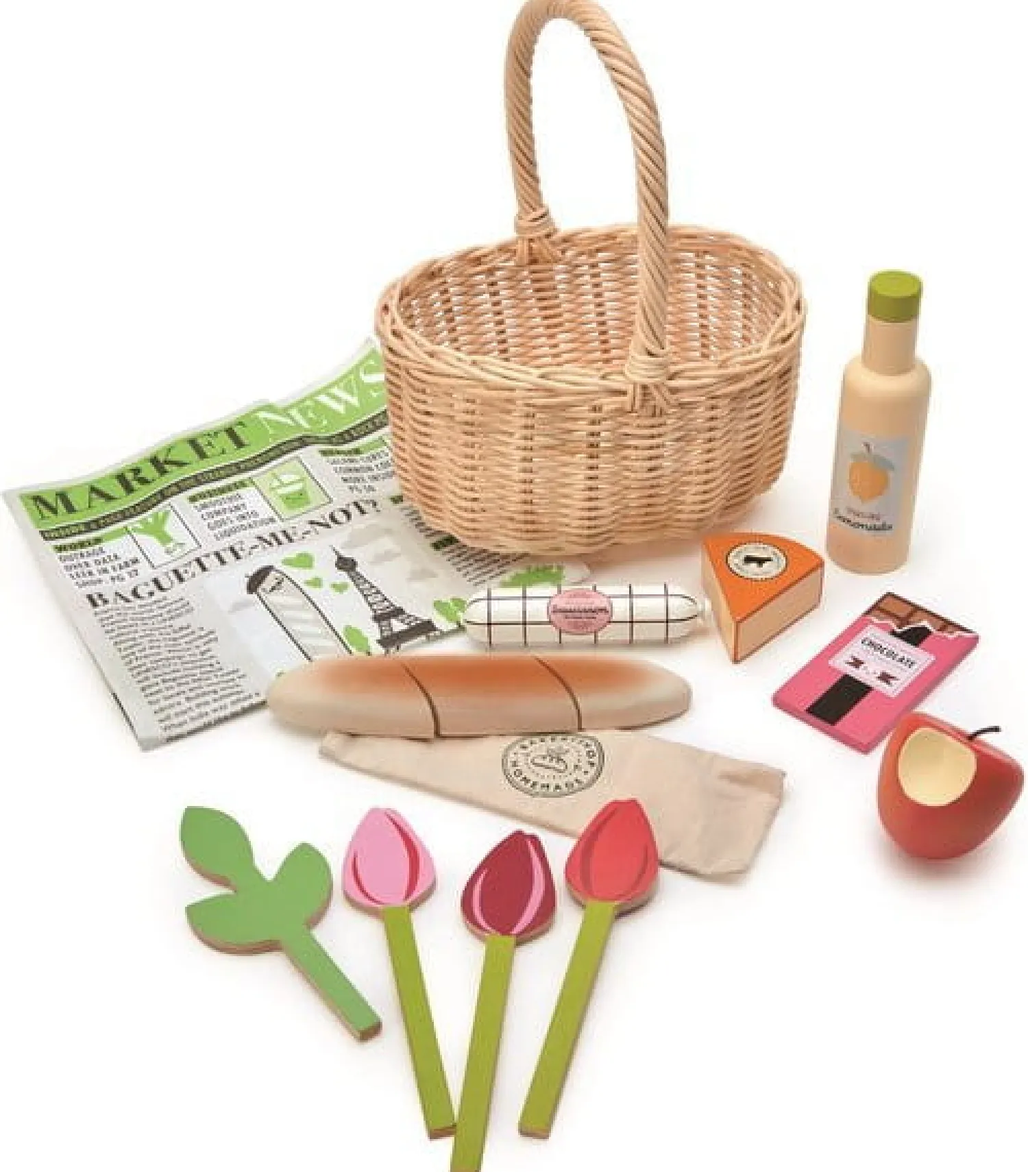 3 Lata +|4 Lata + | Tender Leaf Toys Wiklinowy koszyk z zestawem piknikowym