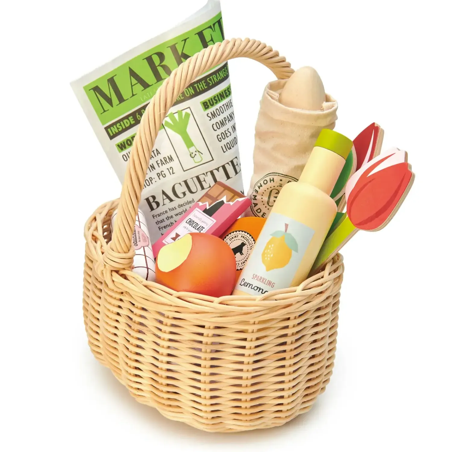 3 Lata +|4 Lata + | Tender Leaf Toys Wiklinowy koszyk z zestawem piknikowym