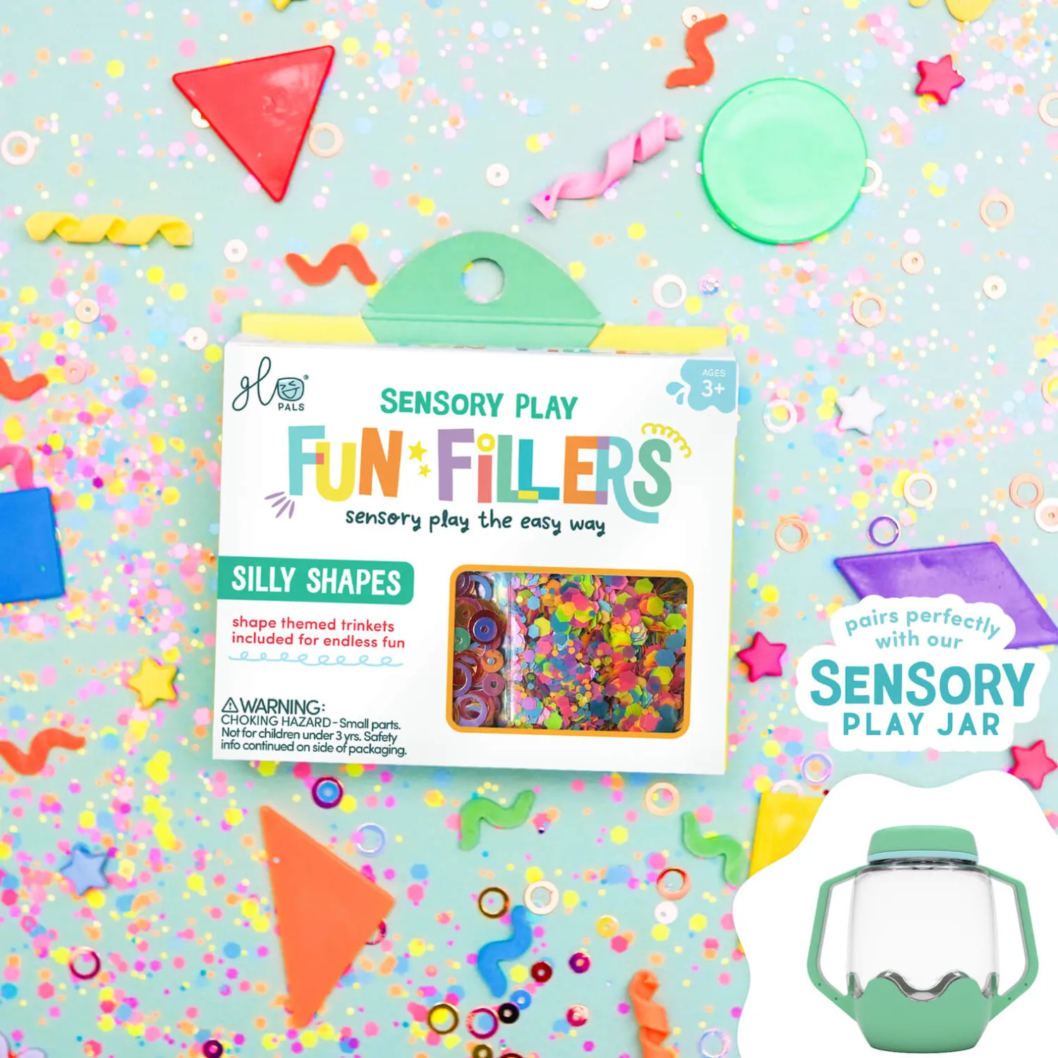 6 Lat+|3 Lata + | Glo Pals Wkład do słoików, figurki, brokaty i barwniki Fun Fillers - Kształty