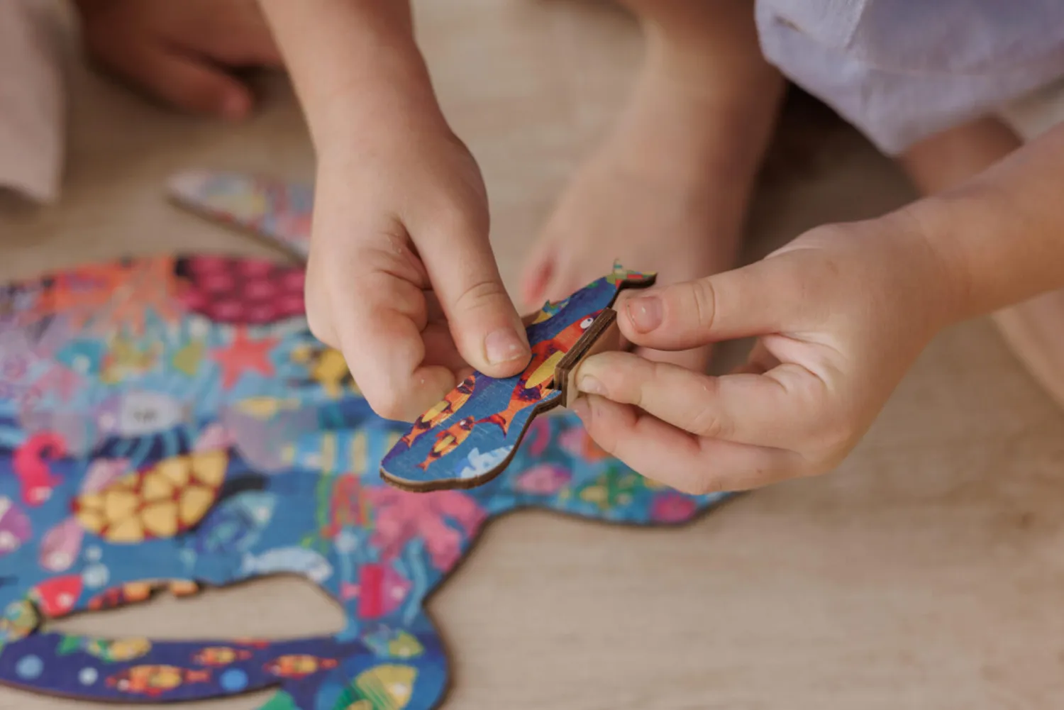 6 Lat+|7 Lat+ | Ludattica WOODY PUZZLE – drewniane puzzle konturowe – OCEAN