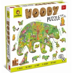 8 Lat+|Puzzle | Ludattica WOODY PUZZLE – drewniane puzzle konturowe – LAS