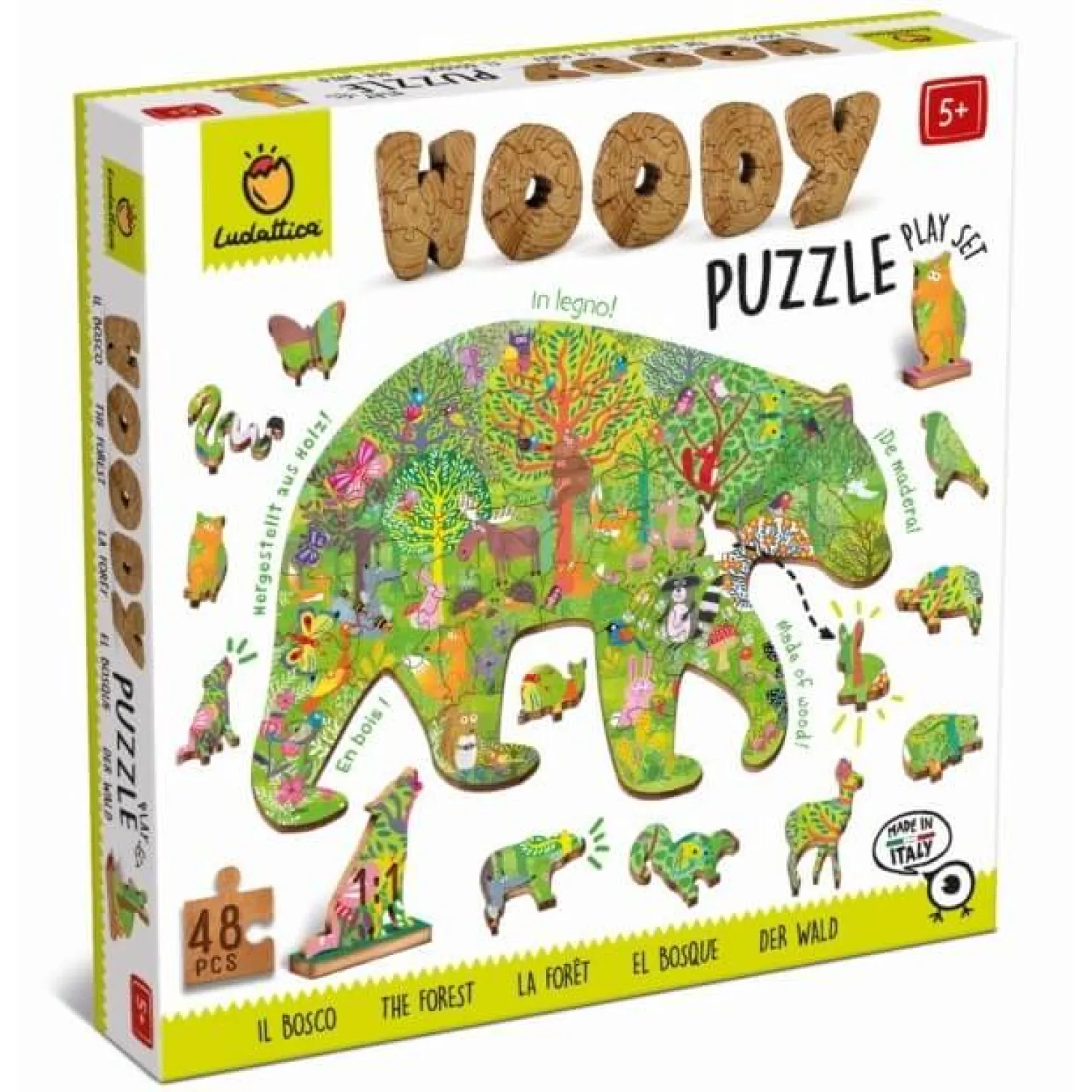 8 Lat+|Puzzle | Ludattica WOODY PUZZLE – drewniane puzzle konturowe – LAS