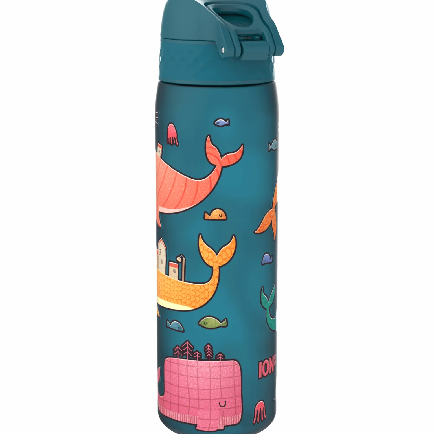 Bidony I Butelki|Bidony I Butelki | ION8 Wąska butelka na napoje - Whales (Deep Teal), 500ml