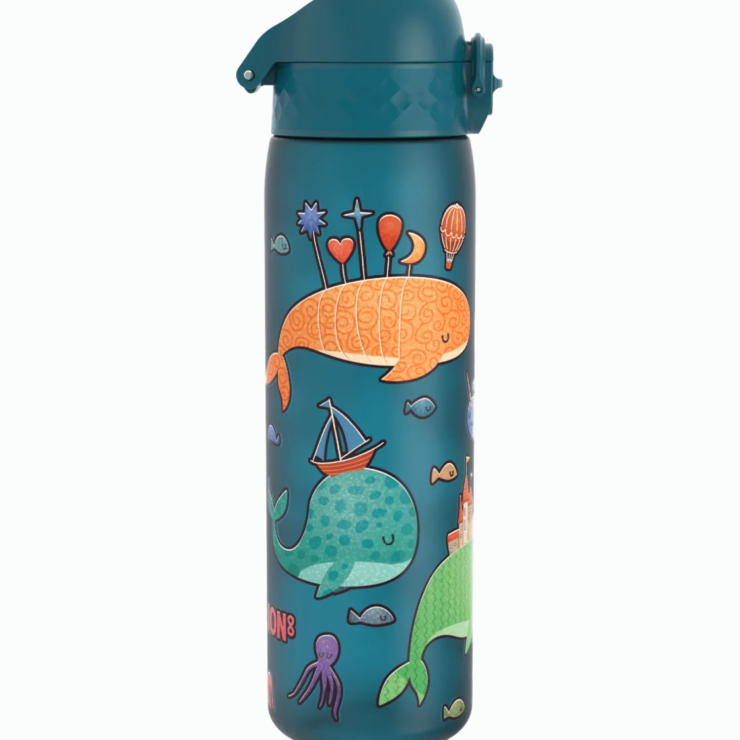 Bidony I Butelki|Bidony I Butelki | ION8 Wąska butelka na napoje - Whales (Deep Teal), 500ml