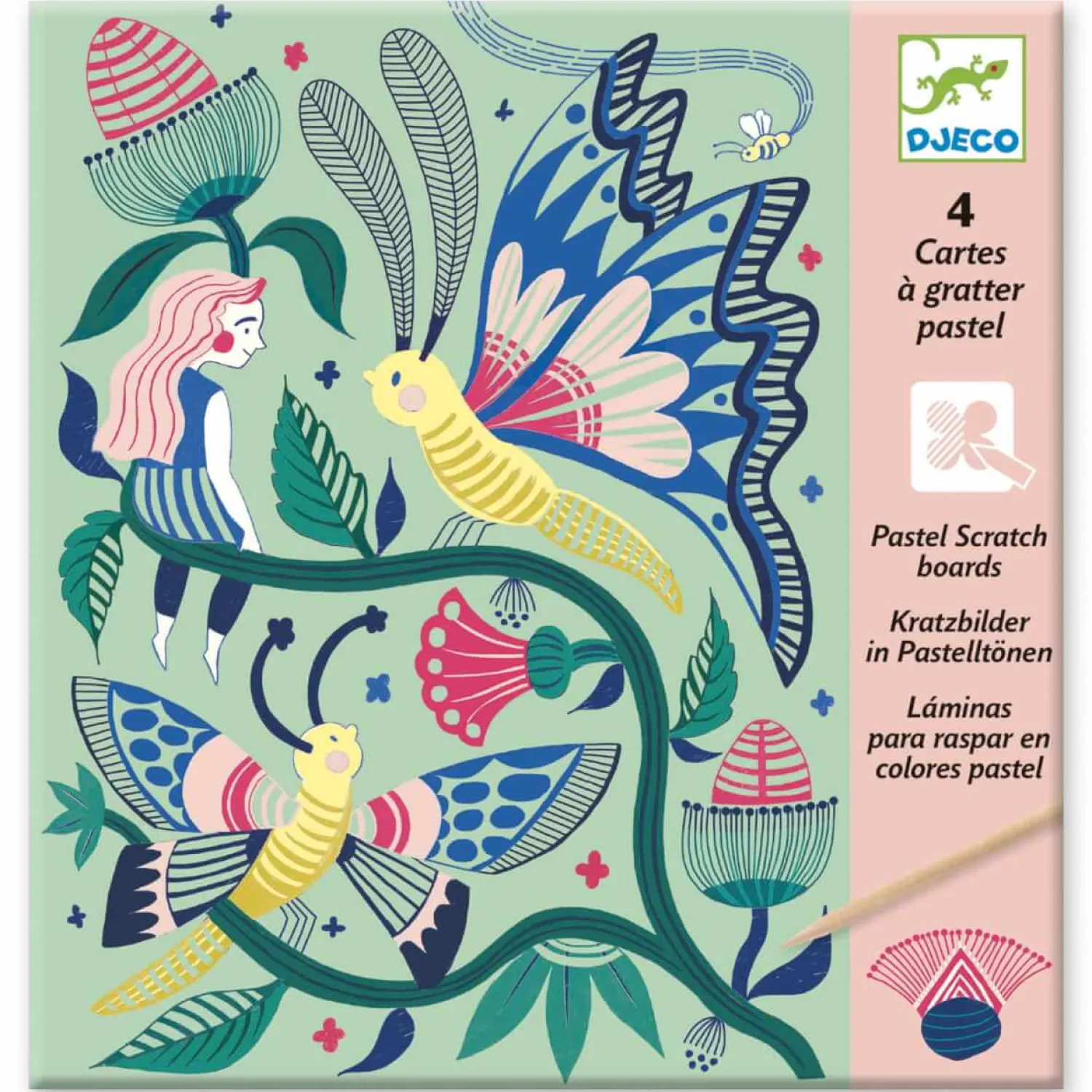 Zdrapywanki|8 Lat+ | Djeco Wydrapywanka TAJEMNICZY OGRÓD (pastelowa)