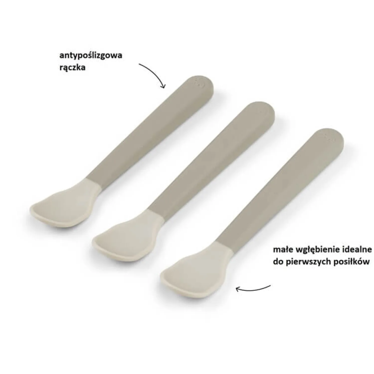 Naczynia Dla Dzieci | Done by Deer Łyżeczki dla niemowląt Foodie Easy-grip - Sand, 3 szt.