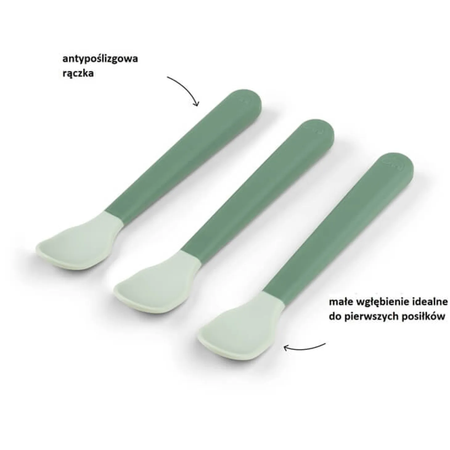 Łyżeczki dla niemowląt Foodie Easy-grip - Green, 3 szt.