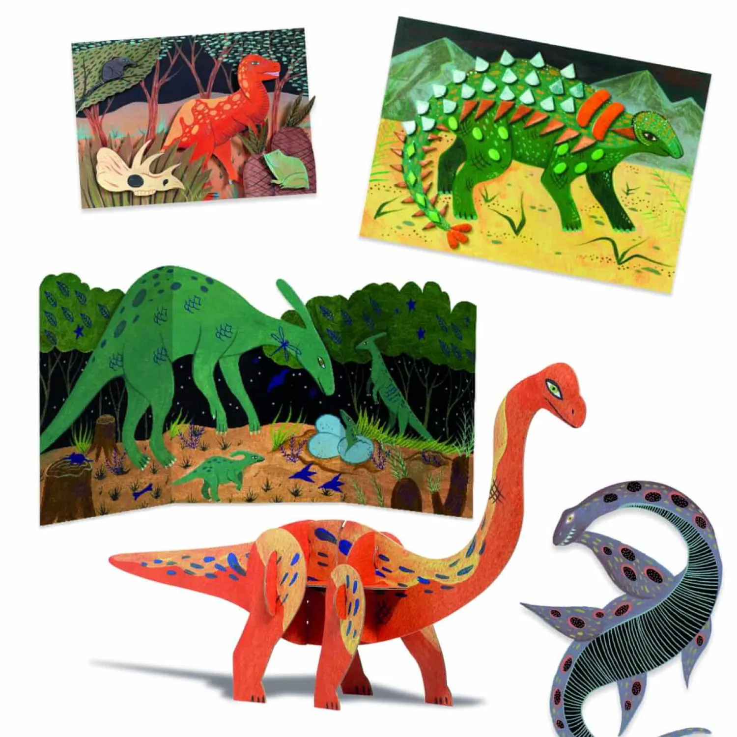 Zestawy Kreatywne|8 Lat+ | Djeco Zestaw artystyczny 6w1 ŚWIAT DINOZAURÓW 6+