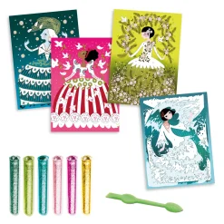 8 Lat+|Zestawy Kreatywne | Djeco Zestaw artystyczny z brokatem SUKNIE 7+