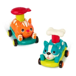 2 Lata +|18M+ | B.Toys Zestaw autek PawMobiles - kot i pies z napędem push&go