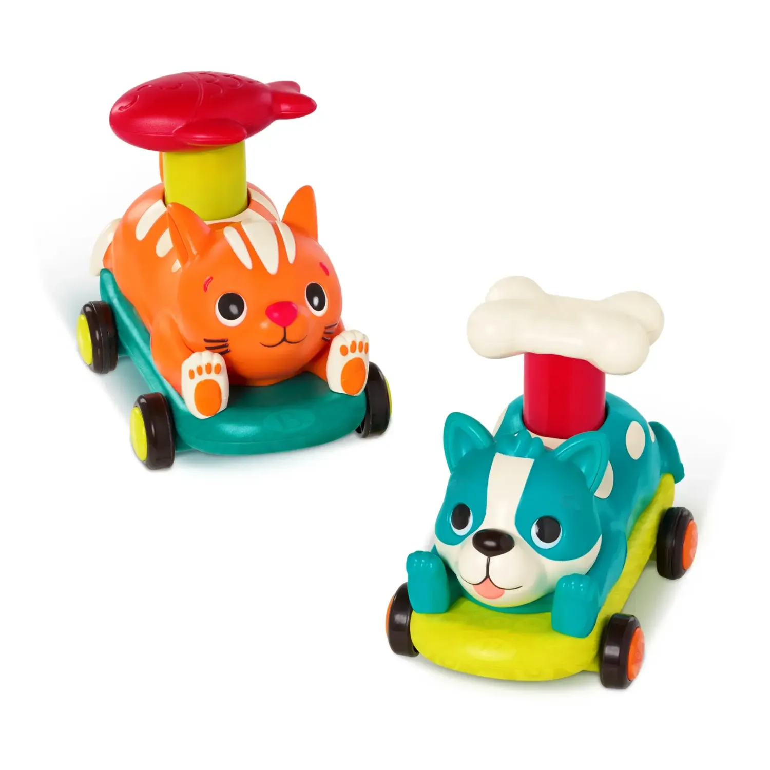 2 Lata +|18M+ | B.Toys Zestaw autek PawMobiles - kot i pies z napędem push&go