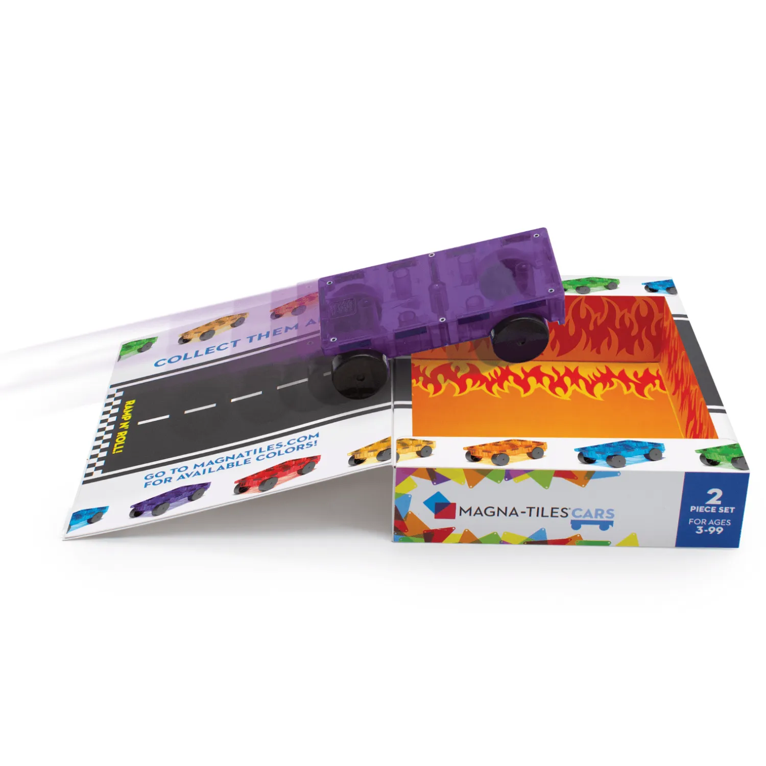 Magnetyczne|Samochodziki, Pojazdy | Magna-Tiles Zestaw do rozbudowy Cars 2 el. Czerwony i Fioletowy