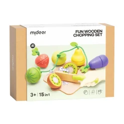 Montessori|4 Lata + | Mideer Zestaw drewnianych zabawek - Owoce i warzywa do krojenia