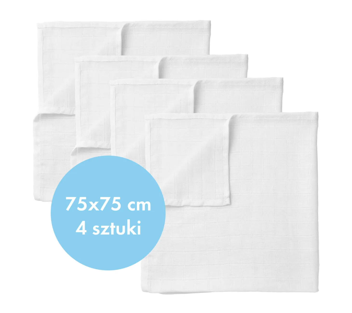 Zestaw dużych pieluch tetrowych - 75x75 cm, 4 sztuki