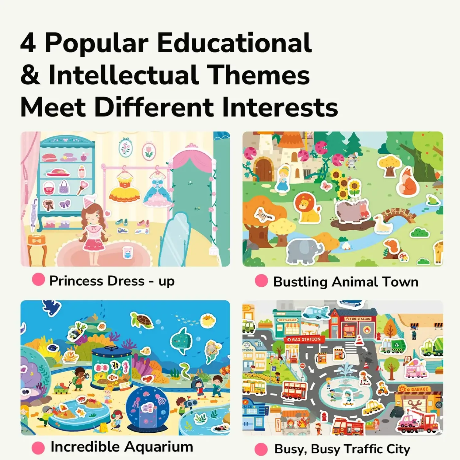 Naklejki | Mideer Zestaw żelowych naklejek wielokrotnego użytku - Princess Dress-Up