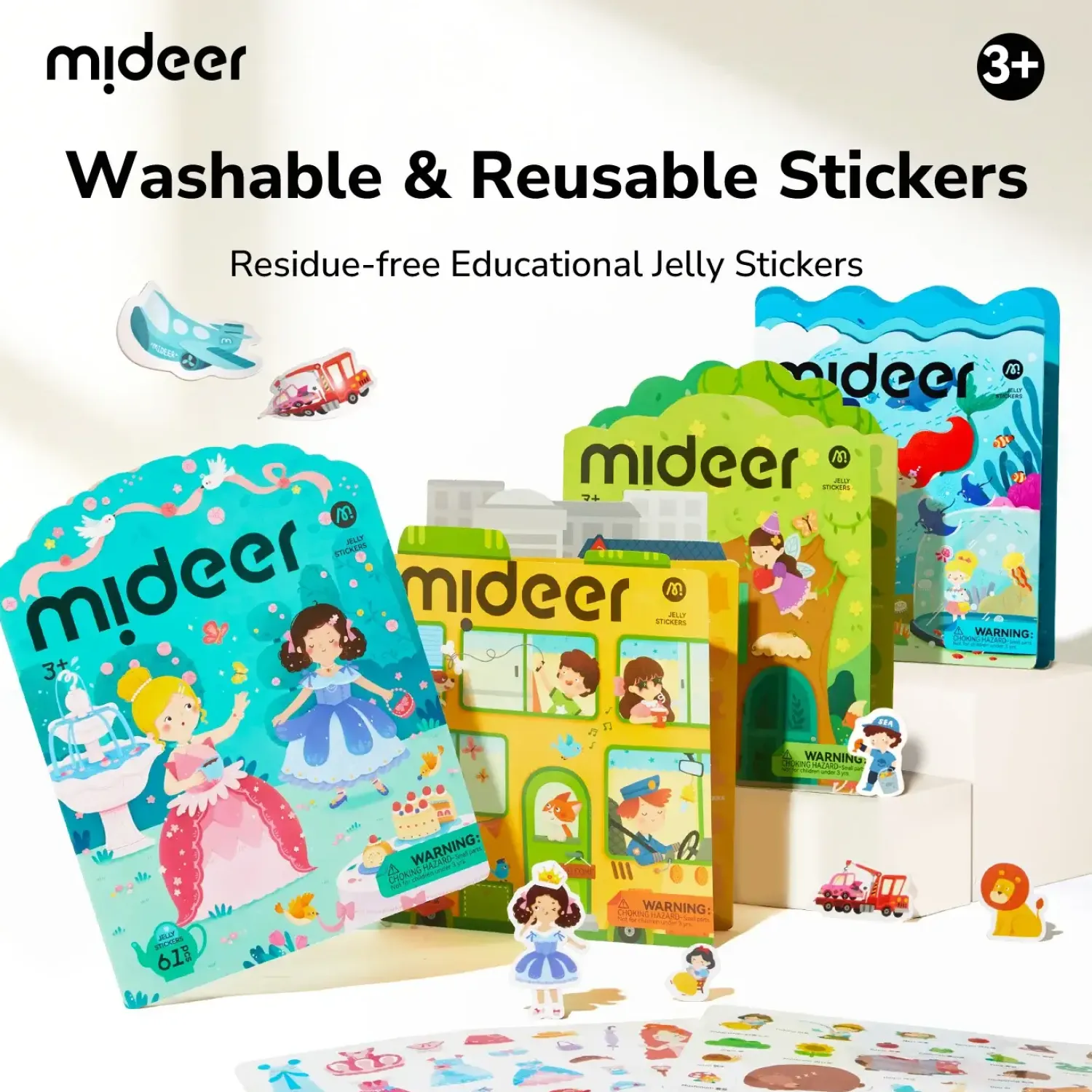 Naklejki | Mideer Zestaw żelowych naklejek wielokrotnego użytku - Princess Dress-Up