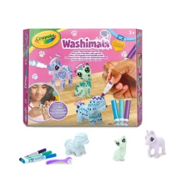 Kolorowanki|Zestawy Kreatywne | Crayola Zestaw 3 figurek do malowania i mycia Washimals, Pastel Pets 3+