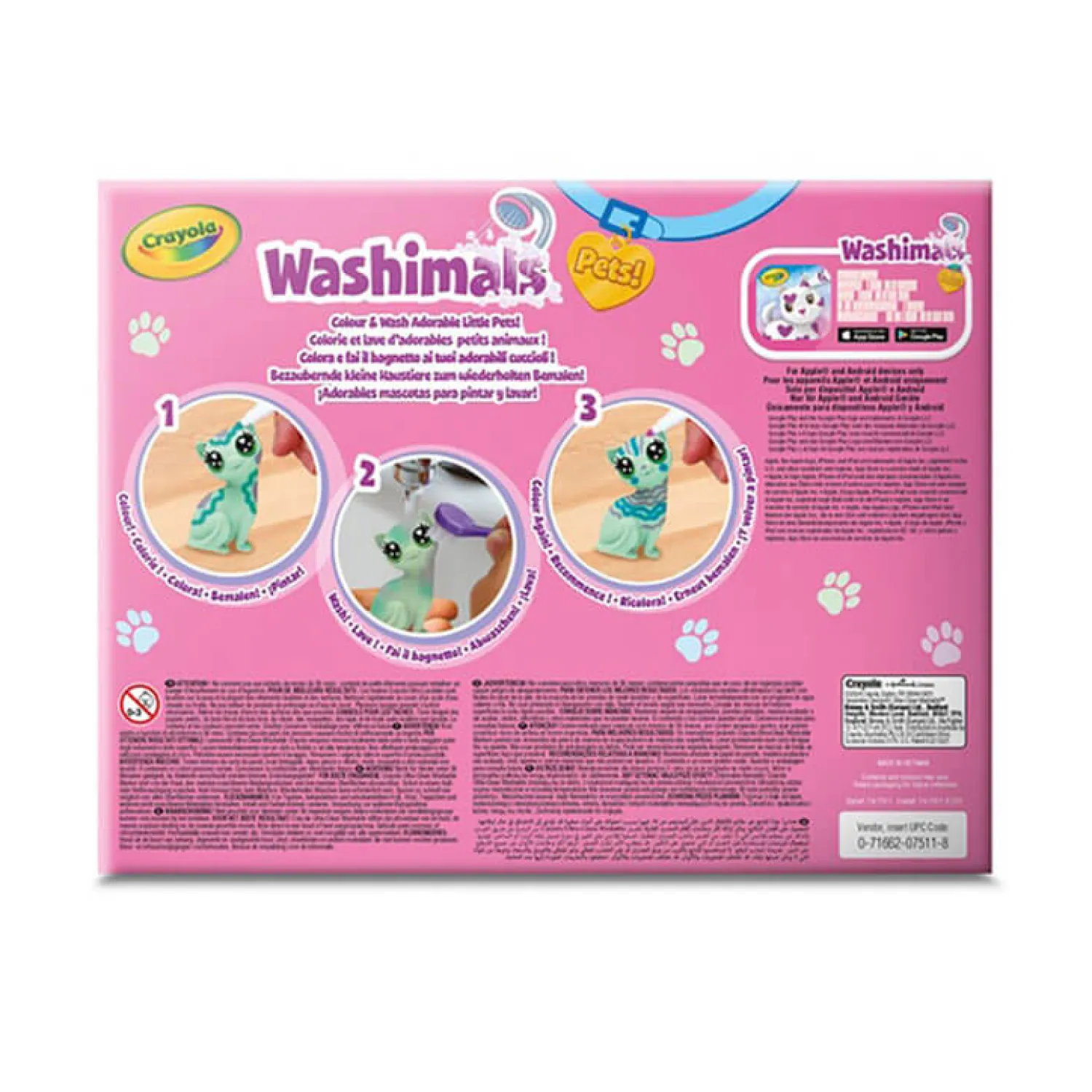 Kolorowanki|Zestawy Kreatywne | Crayola Zestaw 3 figurek do malowania i mycia Washimals, Pastel Pets 3+