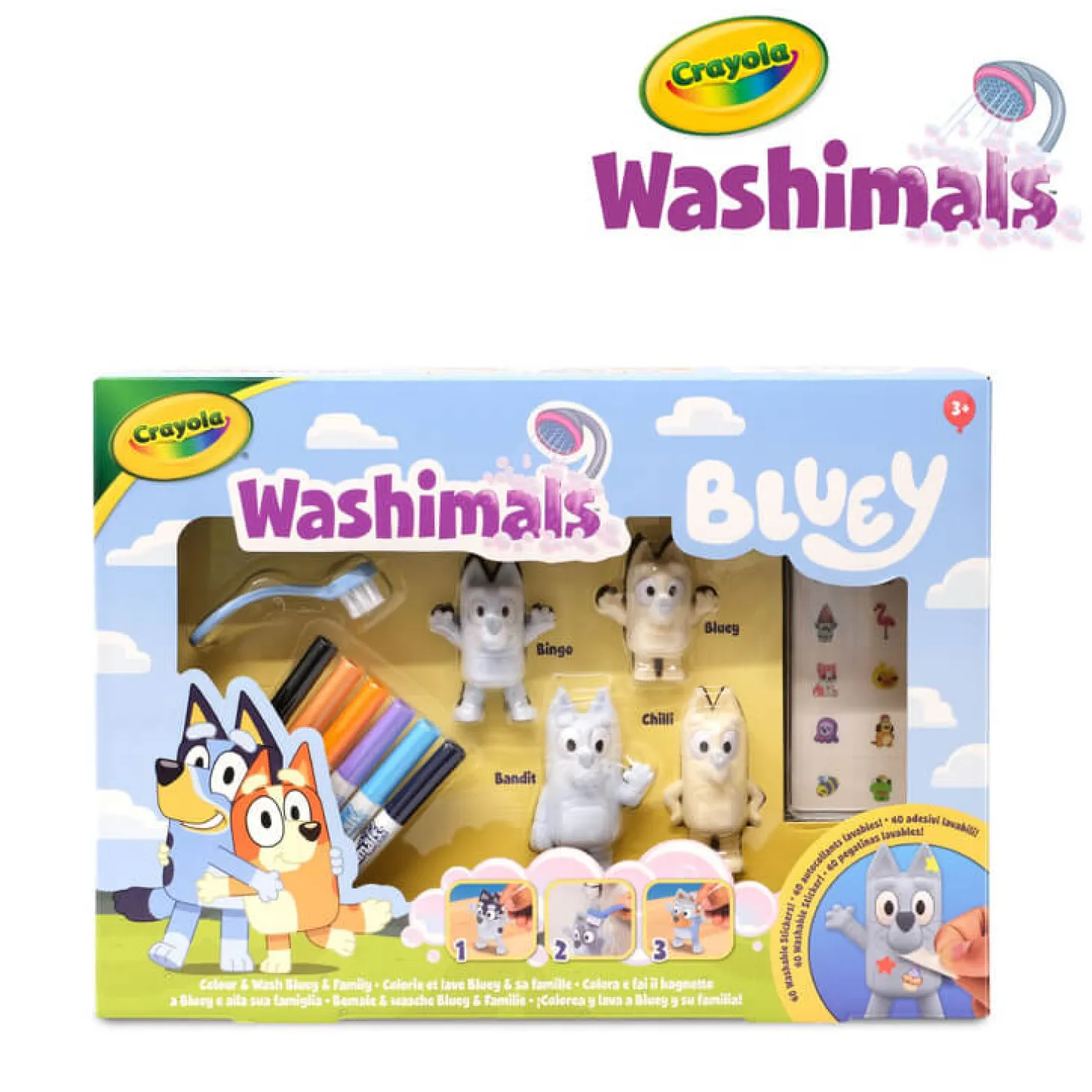 Zestaw 4 figurek do malowania i mycia Washimals, Bluey 3+