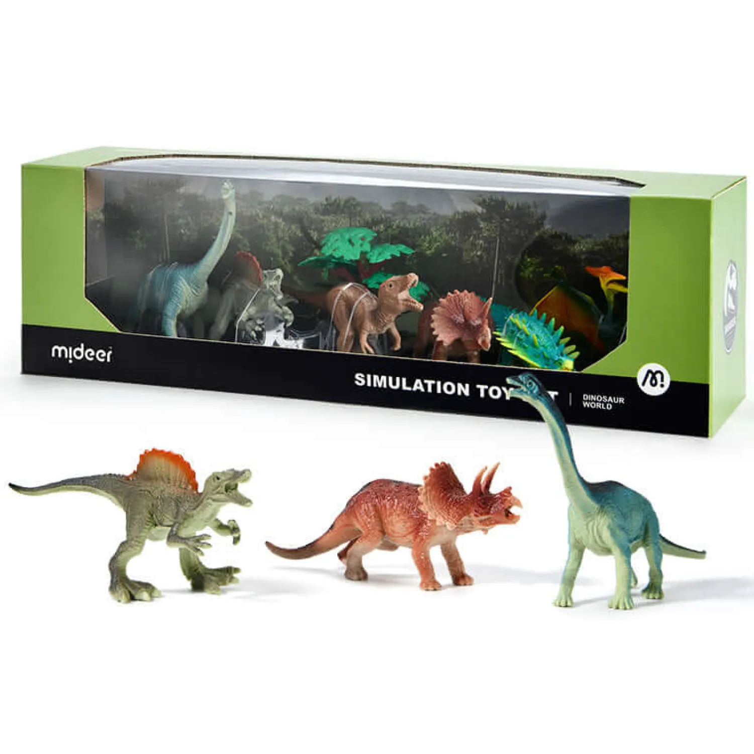 2 Lata +|Figurki | Mideer Zestaw 6 figurek i drzewo - Świat Dinozaurów