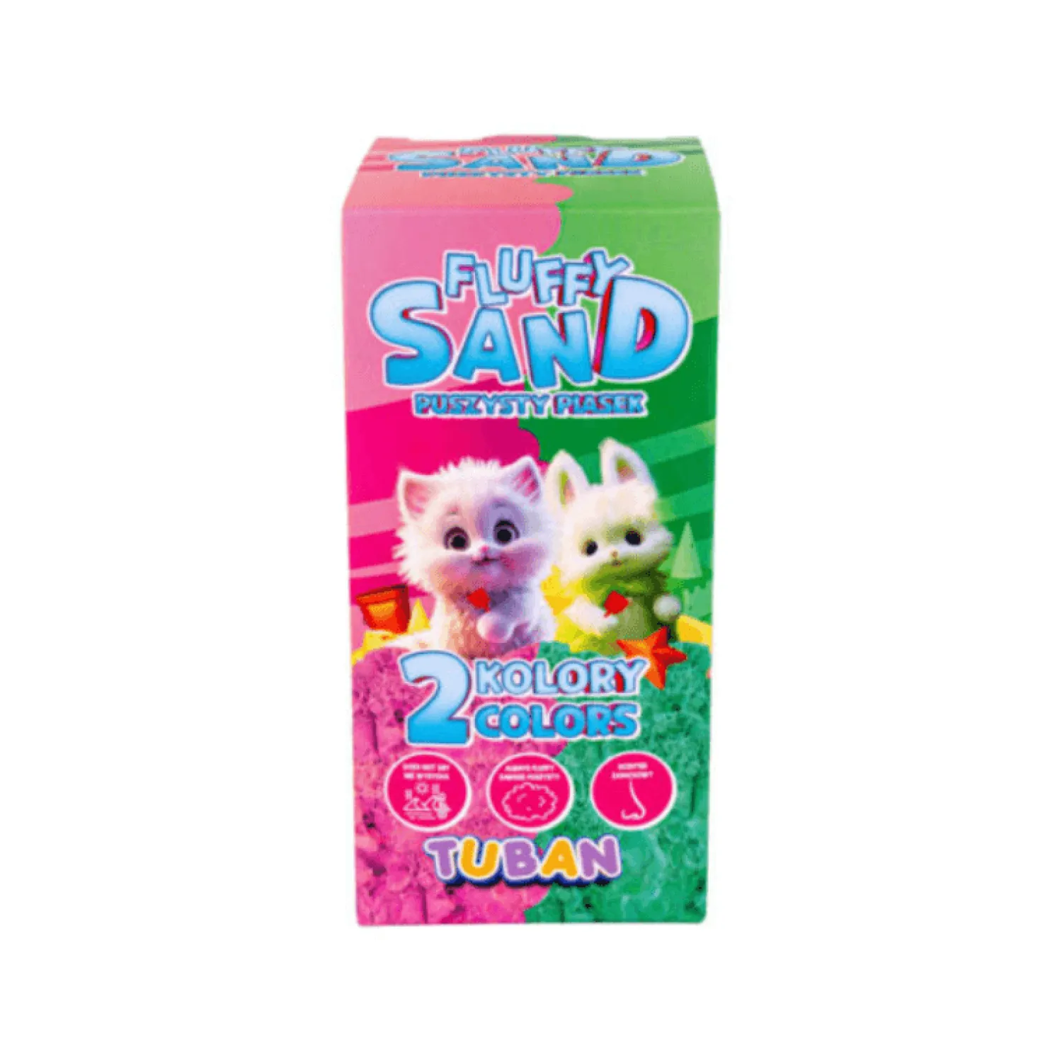 8 Lat+|6 Lat+ | Tuban Zestaw Fluffy Sand puszysty piasek różowy & zielony 2 x 70 g