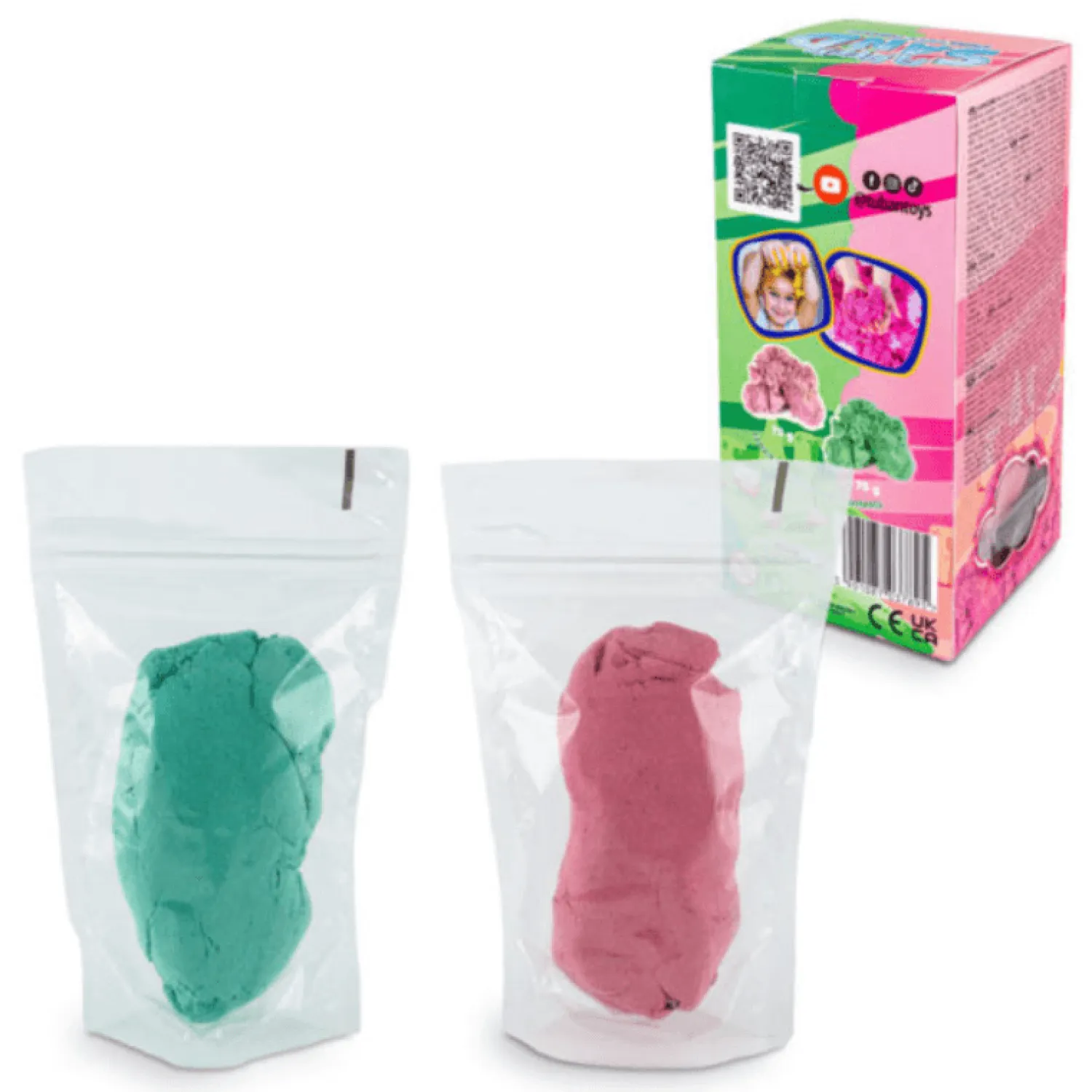 8 Lat+|6 Lat+ | Tuban Zestaw Fluffy Sand puszysty piasek różowy & zielony 2 x 70 g