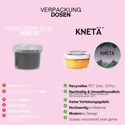 12M+|6 Lat+ | KNETA Zestaw 8 kolorów wegańskiej ciastoliny w puszkach, 8x125g