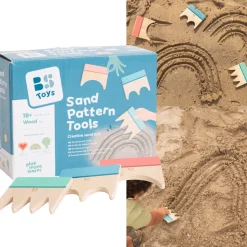 3 Lata +|Plażowe | BS Toys Zestaw kreatywny, drewniane narzędzia do tworzenia wzorów w piasku