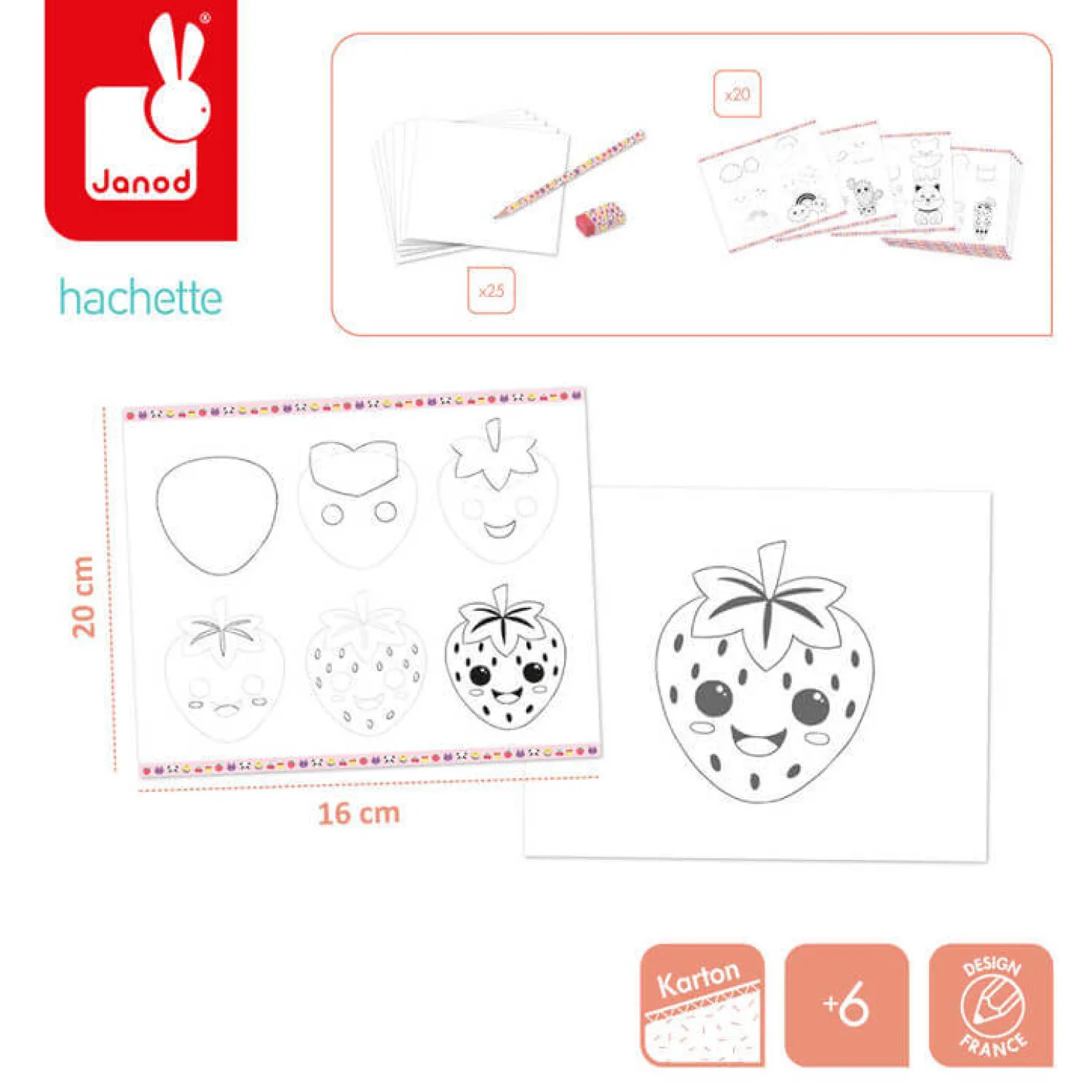 Diy|8 Lat+ | Janod Zestaw kreatywny Rysowanie krok po kroku Modele kawaii 7+