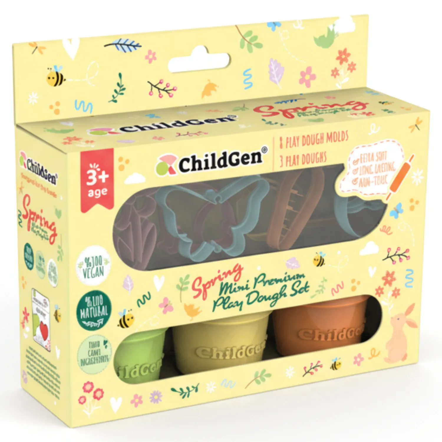 Zestawy Kreatywne|6 Lat+ | ChildGen Zestaw kreatywny WIOSNA, 100% naturalna ciastolina i 8 kształtów, foremki MINI PREMIUM SET