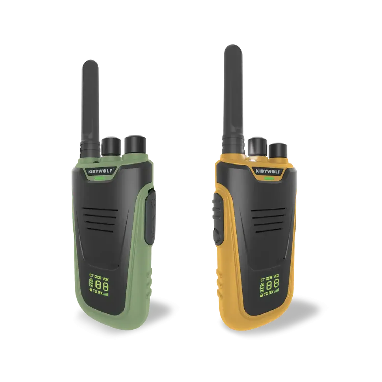 6 Lat+|7 Lat+ | Kidywolf Zestaw krótkofalówek Walkie Talkie KIDYTALK - zielono-pomarańczowe