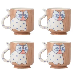 Naczynia Dla Dzieci | Bloomingville Mini Zestaw kubków z kamionki Missy - Multi, 4szt.