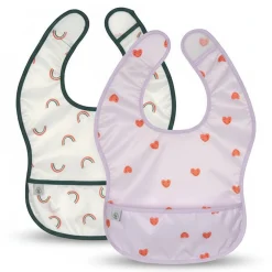 Śliniaki | Lassig Zestaw śliniaków wodoodpornych 6m+ Happy Rascals Heart lavender