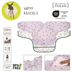 Zestaw śliniaków z długim rękawem 6m+ Happy Rascals Heart lavender