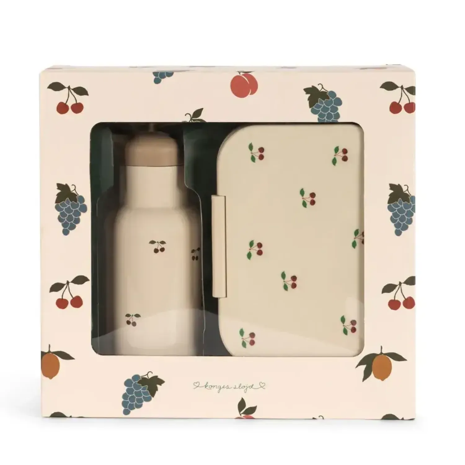 Lunchboxy|Bidony I Butelki | Konges slojd Zestaw lunchowy - cherry blush