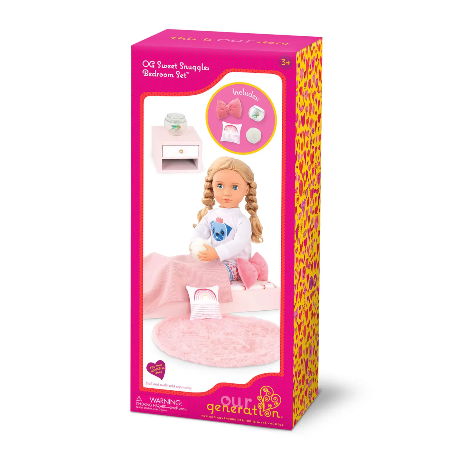 8 Lat+|Odgrywanie Ról | OurGeneration Zestaw mebli dla lalki - Sypialnia z wyposażeniem - Sweet Snuggles Bedroom Set