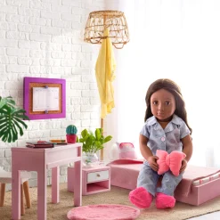 8 Lat+|Odgrywanie Ról | OurGeneration Zestaw mebli dla lalki - Sypialnia z wyposażeniem - Sweet Snuggles Bedroom Set
