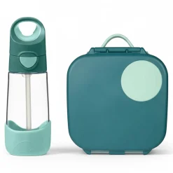 Lunchboxy|Bidony I Butelki | b.box Zestaw Mini Lunchbox + Butelka tritanowa ze słomką 450 ml - Emerald Forest