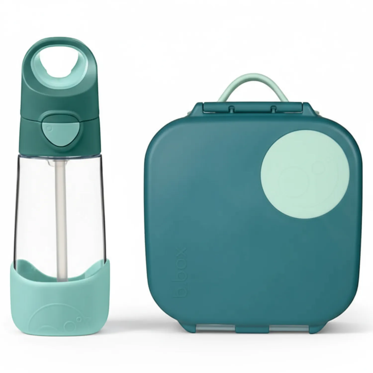 Lunchboxy|Bidony I Butelki | b.box Zestaw Mini Lunchbox + Butelka tritanowa ze słomką 450 ml - Emerald Forest