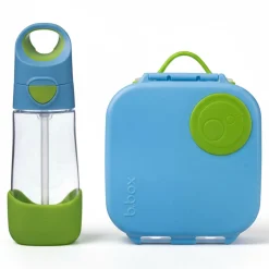 Zestaw Mini Lunchbox + Butelka tritanowa ze słomką 450 ml - Ocean Breeze