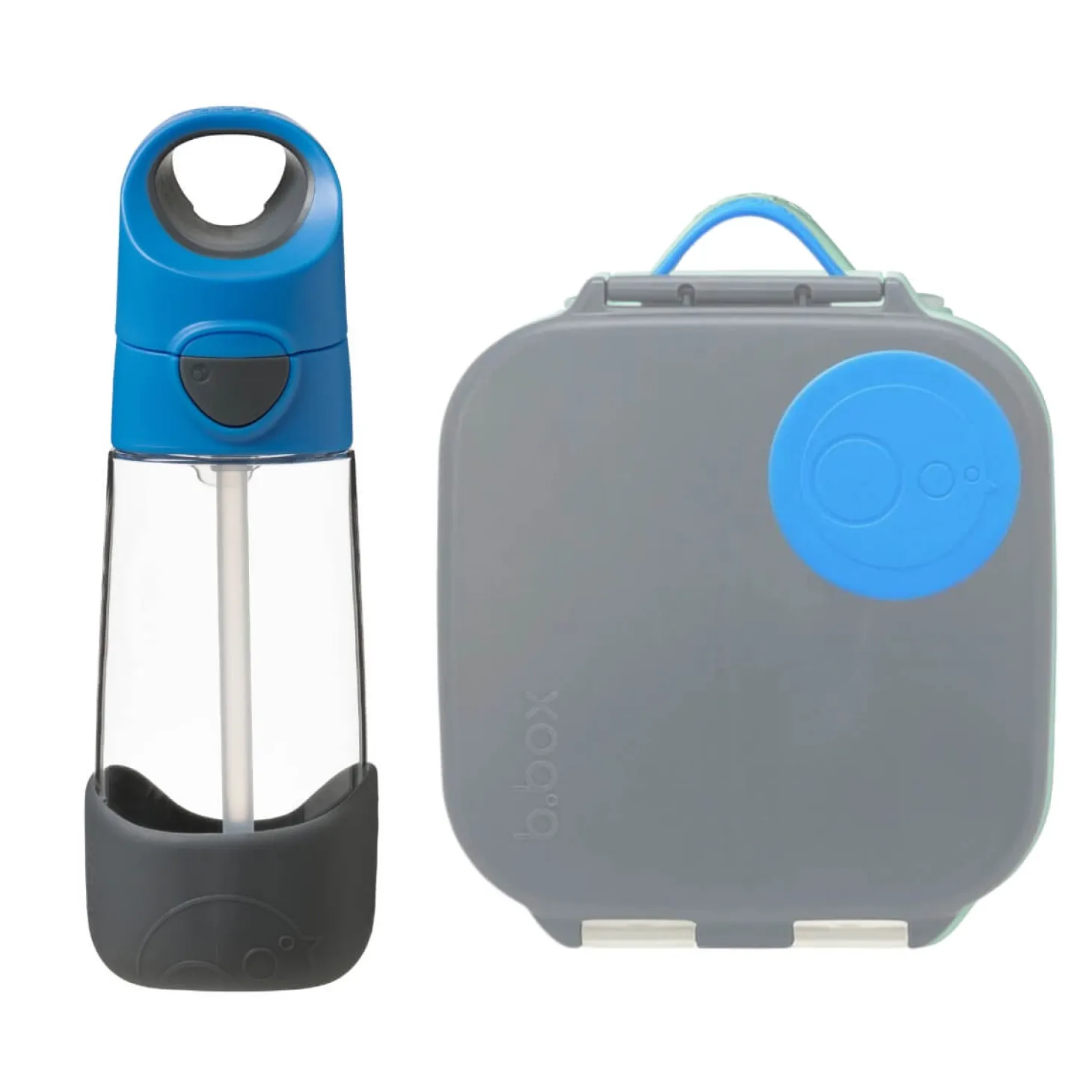 Zestaw Mini Lunchbox + Butelka tritanowa ze słomką 450 ml - Blue Slate