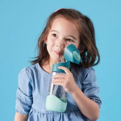 Zestaw Mini Lunchbox + Butelka tritanowa ze słomką 450 ml - Blue Slate