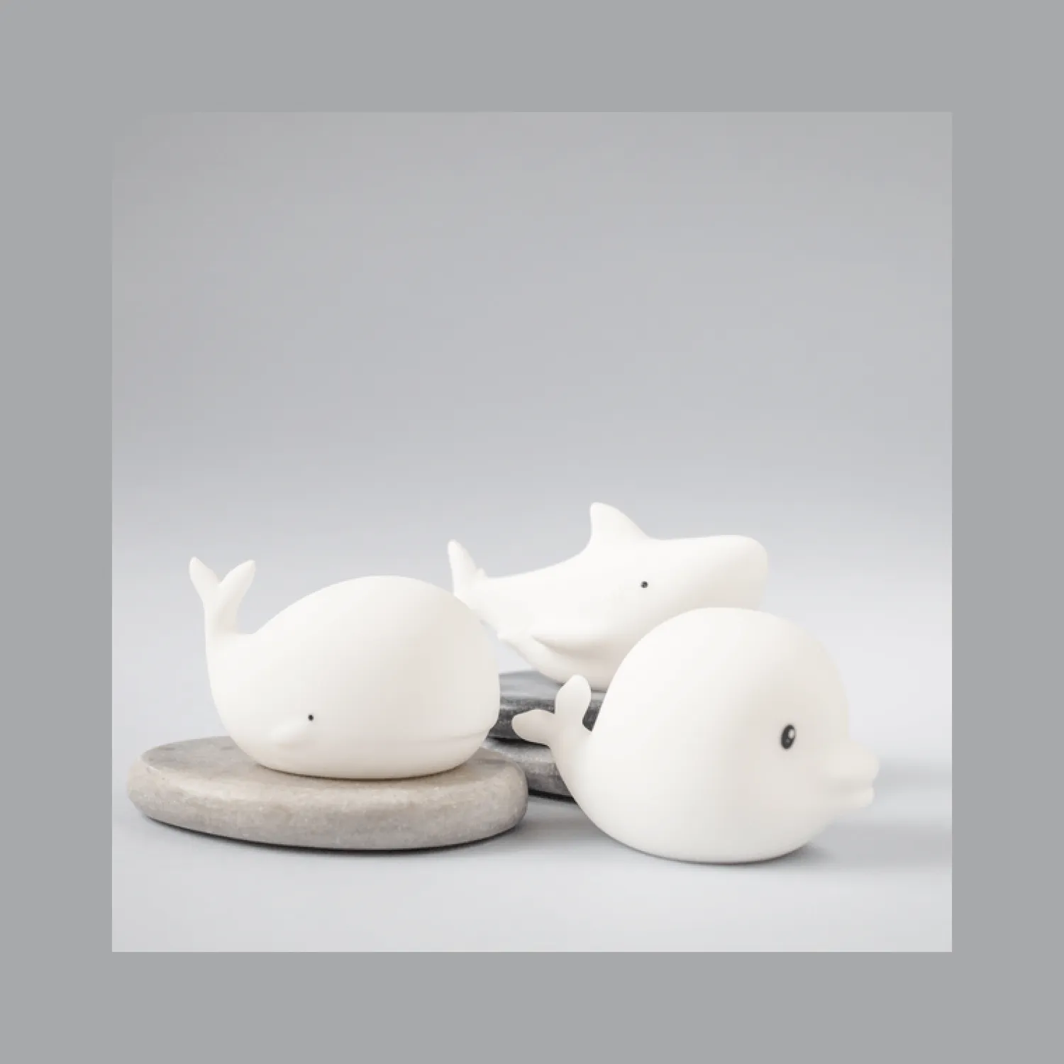 Lampki Nocne|Lampki Nocne | Rabbit&Friends Zestaw MINI MORSKIE Lampki Silikonowe Białe 3 szt.